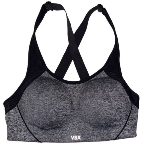 Victoria’s Secret VSX Sport Sports Bra Gray Adjustable Activewear Athletic 32C - Picture 14 of 16